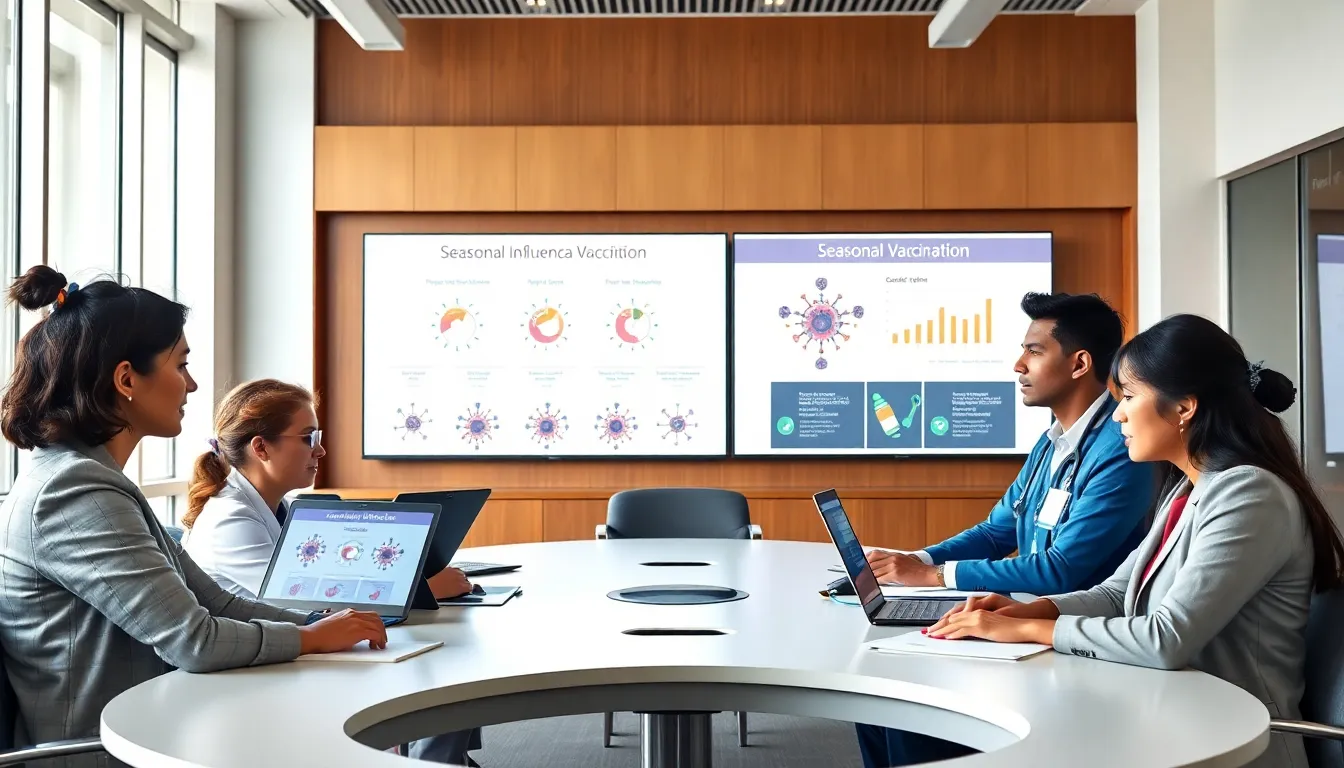 healthcare professionals conducting seasonal influenza vaccination training.