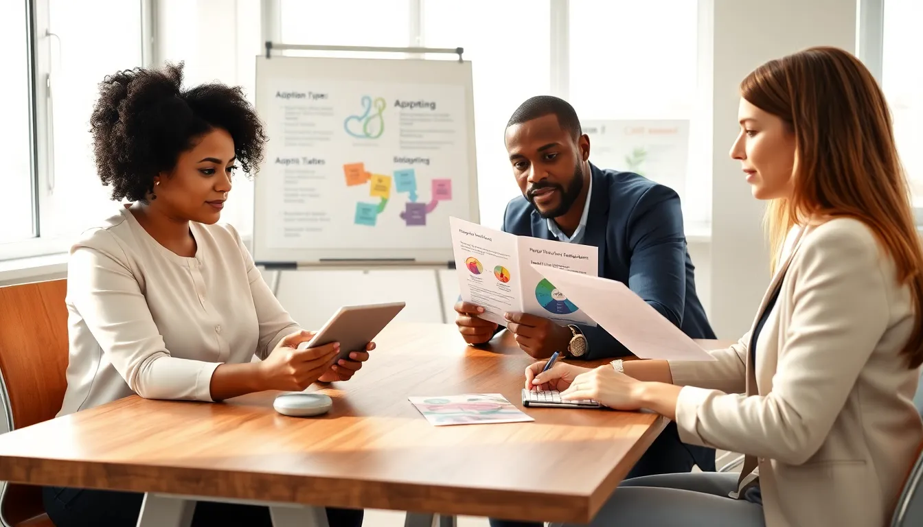 professionals discussing adoption in a modern office setting.