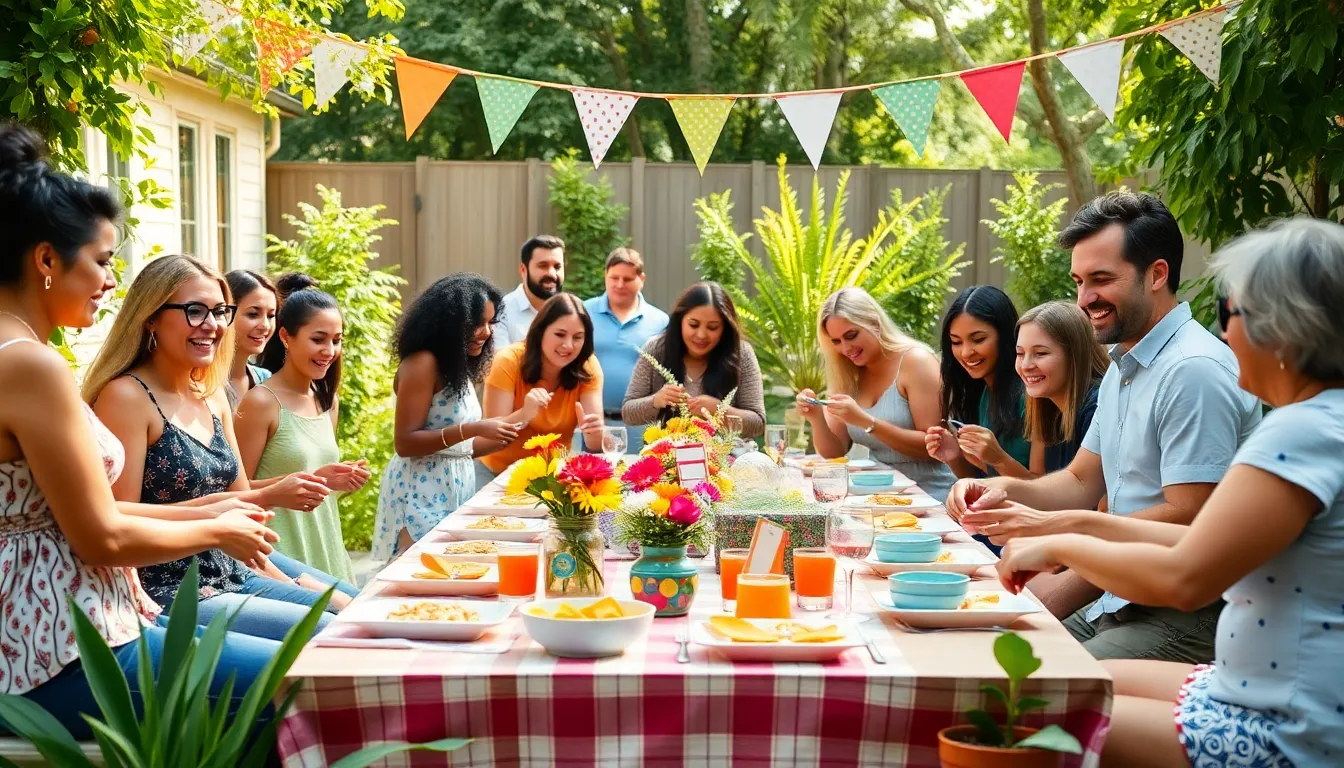 diverse guests enjoying a budget-friendly outdoor gathering.