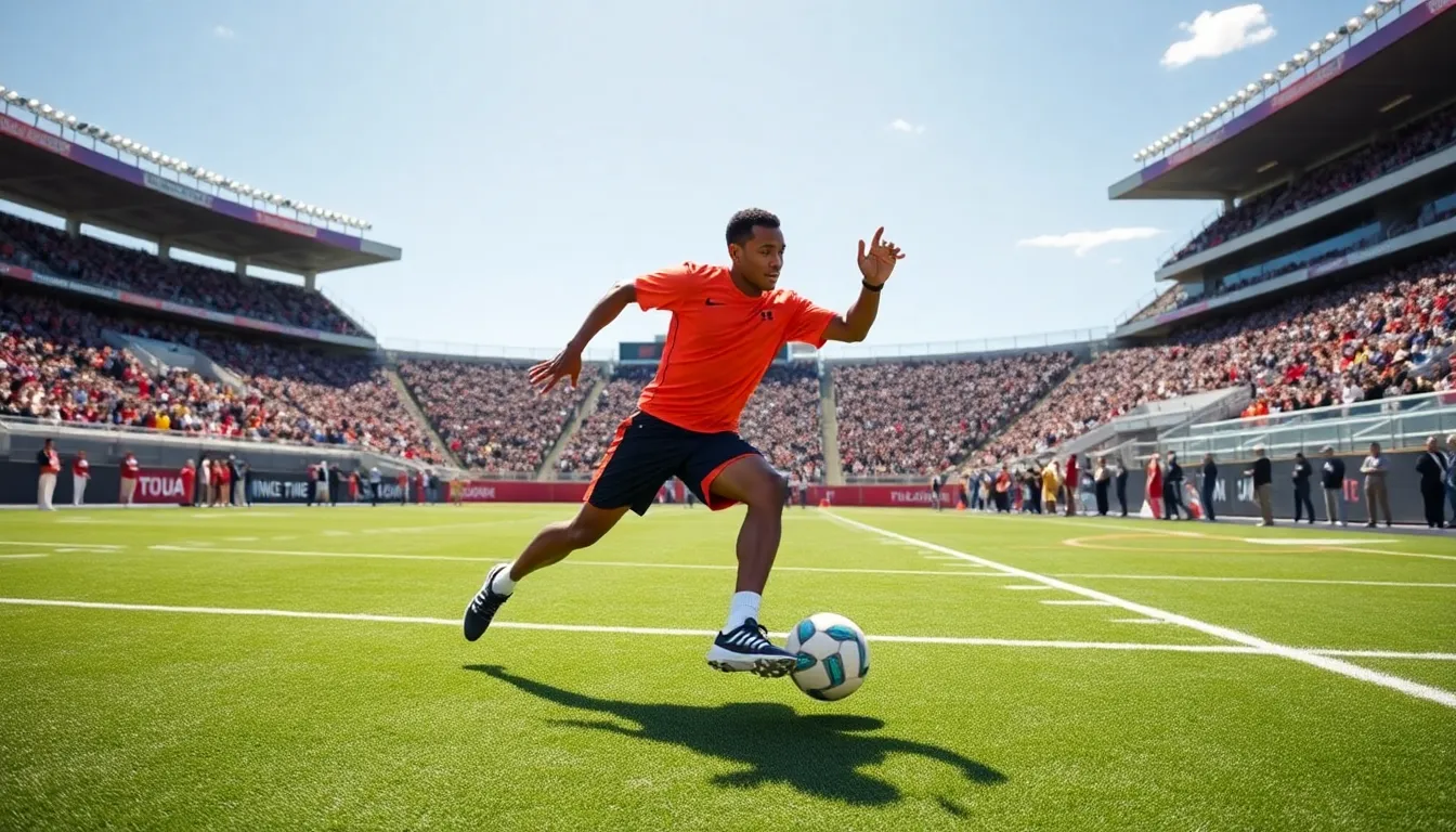 Neldanos Kimsel demonstrating agility on a sports field.