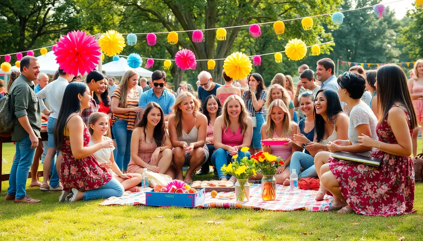 diverse group celebrating at a budget-friendly community event.