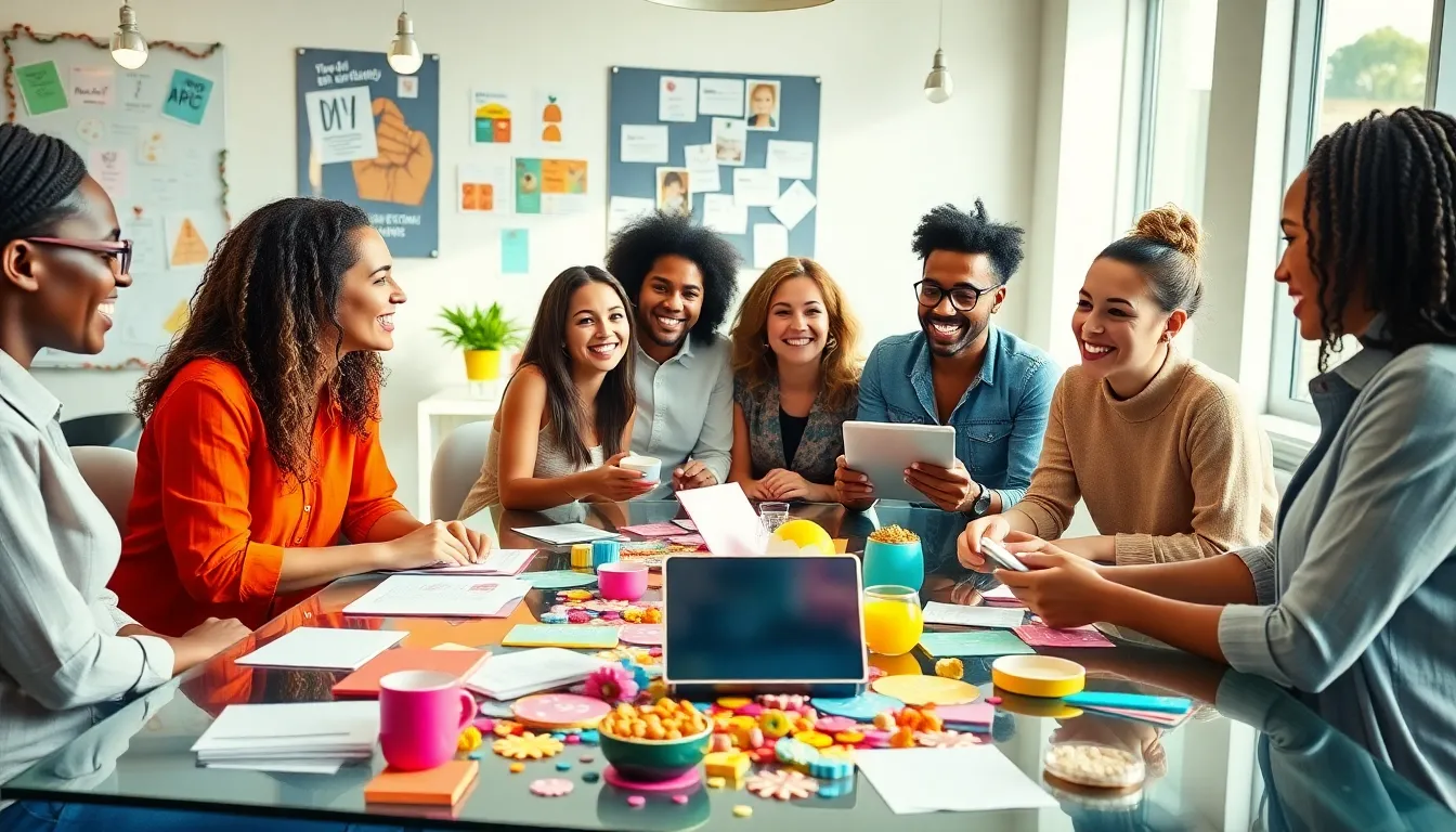 diverse group planning budget-friendly events in a modern office.
