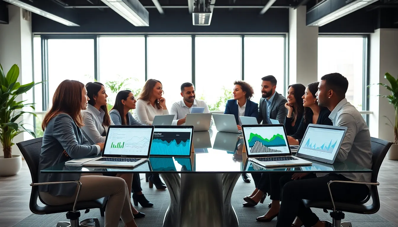diverse professionals discussing energy solutions in a modern office.
