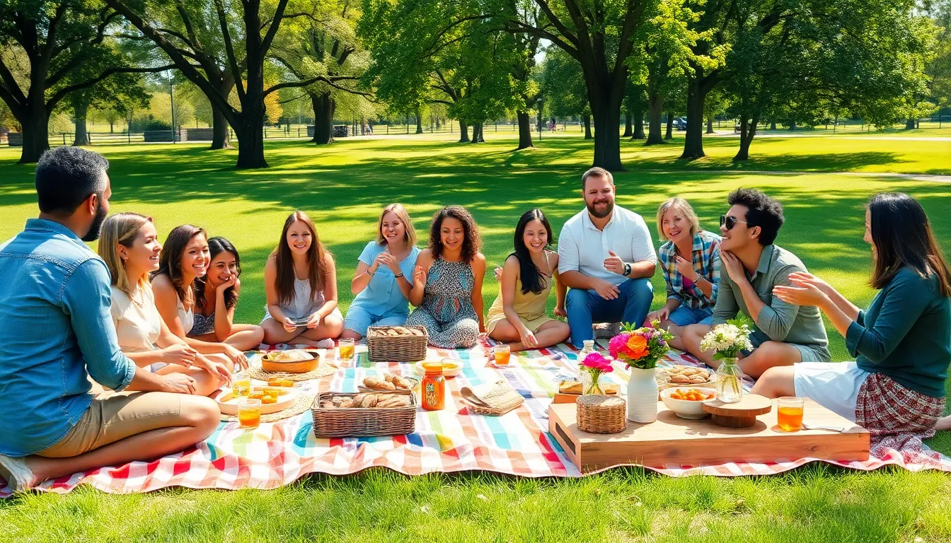 diverse group enjoying a budget-friendly outdoor picnic event.